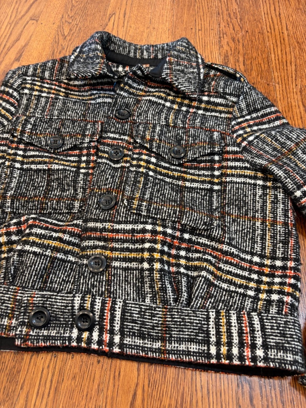 Free People Slouchy Eisenhower Jacket | Black Plaid Cropped Utility Jacket Boho - Picture 5 of 9